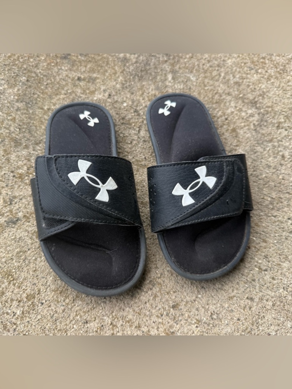 Under Armour Kids Black Slide Sandals with White Logo